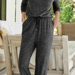 Soft Surroundings Womens  Everyday Jersey Knit Long Sleeve Jumpsuit Pantsuit - L Photo 0
