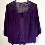 PaperMoon  Purple Blouse with Crochet Accents - Petite Large Photo 2
