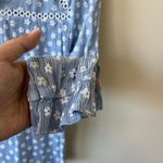 ZARA Long Sleeve Ruffle Cuff Neck Embroidered Boho Peasant Daisy Print top Photo 2