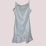 NWOT White Sequin Spaghetti Strap Lace Up Ruffle Hem Bodycon Dress Photo 4