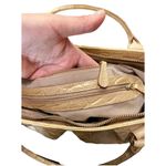 Brahmin Croc Embossed Leather Satchel Dual Handle Zipper Closure Cream Handbag Photo 7