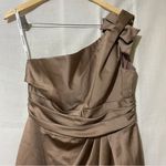 David's Bridal David’s Bridal One-Shoulder Satin Bridesmaid Dress Size 12 Bronze Photo 2