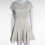 Mustard Seed Cream Reptile Embossed Flounce Hem Mini Dress Size Large Photo 1