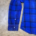 Affliction  Black Premium Women's Small Blue Plaid Western‎ Pearl Snap Shirt Photo 7