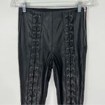 Topshop  Faux Leather Percy Lace Up Skinny Pants High Waisted Black Size 6 Photo 2