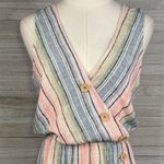 Indigo Rein Striped Sleeveless Linen Maxi Dress with Button Details-Small Photo 1