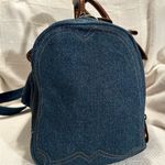 Liz Claiborne  Blue Denim and Brown Leather Bag Photo 3