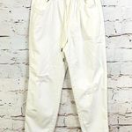 Aerie  Pants Women's Medium White Wide Leg Distressed Drawstring Baggy Casual Photo 0
