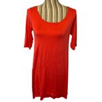 Luxe Coral 3/4 Sleeve Scoop Neck Keyhole Back Basic Dress Women Sz S Photo 2