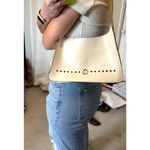 Ivory White Vegan Leather Laser Cut Hobo Bag Purse Shoulder Bag Photo 5