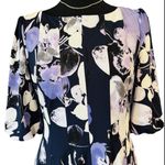 Rabbit Purple Navy Purple Floral Dress NWT | Size 4 | Bubble Sleeve Fit & Flare Photo 5