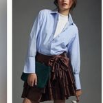 Anthropologie Anthro Nikasha Ruffled Bow High Waisted Skirt Silky Chocolate Brown sz Small Photo 3