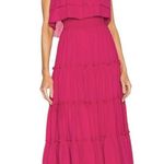 1. State Womens Dress Size Large Strapless Midi Ruby Spice Tiered Smocked Waist Photo 5