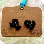 Shiraleah  Black Fleur Earrings Floral Tassels Photo 1