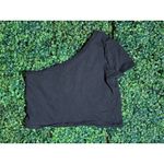 Aerie  One Shoulder Black Crop Top Size Medium Photo 1