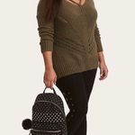 Torrid  Olive Strappy Neck Pointelle Pullover Knit
Sweater Size 3/3X Photo 8
