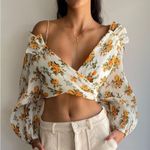 Zimmermann NWT.  Floral Print One-Shoulder Top ZIM 0/ US 4 white yellow Photo 0