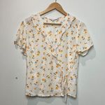 All in Favor | Cream colored Floral Crossover Top sz Med Photo 0