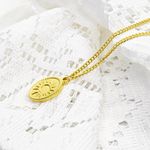 Gold Sun and Moon Oval Pendant Necklace Photo 3