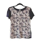 J.Crew Factory Blush Pink & Gray Floral Print Contrast Top Photo 0