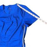 Jaanuu  Side Zip Blue Scrub Top With‎ Pockets Gold Zipper Photo 2