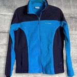 Columbia Full Zip Fleece Jacket Womens L Two Tone Blue Stand Collar Pockets Photo 0