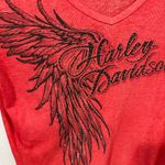 Harley Davidson  Rhinestone Wing Long Sleeve Tee Mason OH Red S Photo 4