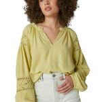 Lucky Brand Crochet Peasant Blouse Citron Green Women's Medium NEW with Tags Photo 0