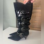 Jeffrey Campbell Seatbelt Black Suede Black Patent Buckle Heel Boots Photo 2