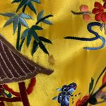 🚫SOLD🚫Vintage Gold Hand Embroidered Silky Kimono with Flower Frog Buttons Size M Photo 14