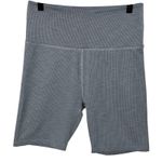 Beyond Yoga Ribbed High Waisted Biker Shorts Womens XL Gray Pinstripe Activewear Photo 0