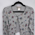 Coldwater Creek Vintage Y2K Cardigan Womens Medium Gray Floral Ribbed Grunge Photo 2