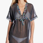 Anne cole Women's Ditsy Floral V Neck Front Tie Tunic Cover Up Size XL Photo 0