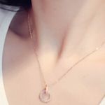 14K Rose Gold Plated Double Circle Pendant Necklace Photo 2