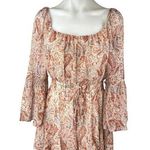 Francesca's NEW Mi Ami Multicolor Paisley Long Bell Sleeve Romper Shorts Size S Photo 0