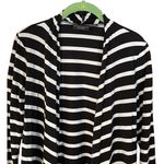 Susan Graver Striped Cotton Modal 3/4 Sleeve Oversized Cardigan Black White XS Photo 1