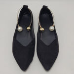 Ballet Flats Beaded Ankle Dressy Fashion Comfort Pointed Toes Shoes Black Sz 38 Photo 6