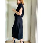 Virginie Paris Floral Micropleated Dress Black Made in France Statement SZ L Size L Photo 3