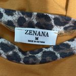 Zenana  Women's Dark Yellow Animal Print Long Sleeve T-Shirt Front Pocket Size M Photo 2