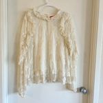Catherine Malandrino  Ivory Foral Mesh Ruffle Blouse Long Sleeve Peasant Sz XL Photo 1