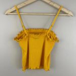 Forever 21 Yellow Embroidered Bee Kind Lettuce Hem Tube Top Cami Tank NEW Photo 7