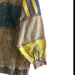 Vintage hand painted 80’s patchwork acid wash color block denim jacket 16 Yellow Photo 8