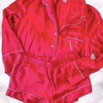 Victoria's Secret  CHERRY RED POLKA DOT SILKY SLEEP SHIRT SHORT PJ SET PAJAMA Photo 0