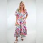 Petal and Pup Santorini colorful print smock dress puff sleeve midi maxi dress tiered ruffle Photo 3