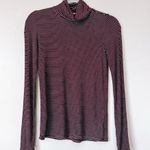 American Eagle  Burgundy Stripe Soft & Sexy Long Sleeve Turtle Neck Top Size XS Photo 1