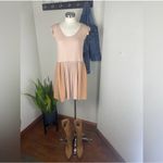 POL NWOT Stretchy Two-Tone Mini Dress Coastal Cowgirl Ribbed Scoop Neck Tan Beige Photo 2