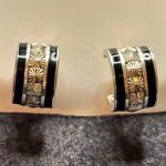 Sterling Silver Hoop Earrings Black Onyx Photo 2