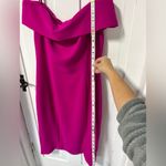 Theia off the shoulder Hot Pink Magenta column dress size 10 Photo 7