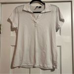 Cynthia Rowley #181 WHITE V-NECK POLO STYLE BLOUSE TOP SIZE LARGE Photo 1