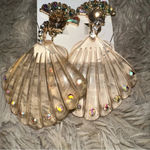 ALDO Two Crystal Snake Serpent Reptile Green Eyes Earrings And Resin Clip Photo 5